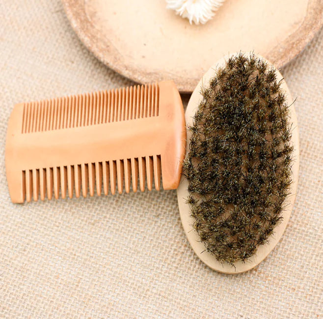 Beard Care Set with Oval Brush