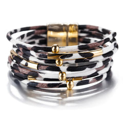 Leopard Print Leather Faux Stacking Bracelet