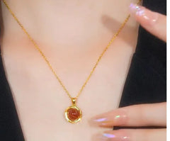 S925 Silver Plated Natural Southern Red Agate Necklace