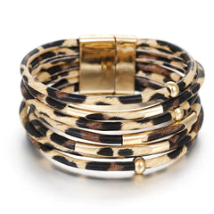 Leopard Print Leather Faux Stacking Bracelet