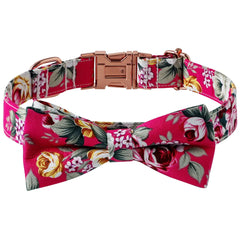 Cotton Dog Collar with Rose Gold Buckle