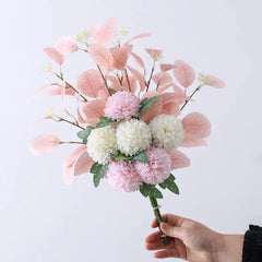 Artificial Eucalyptus Ball and Daisy Bouquet Decor
