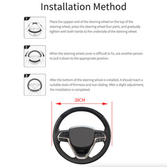 Car Steering Wheel Cover Red Black Leather Anti-slip For 15"/38cm Carbon Fiber