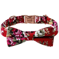 Cotton Dog Collar with Rose Gold Buckle