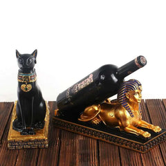Anubis Wine Rack with Egyptian Cat Design