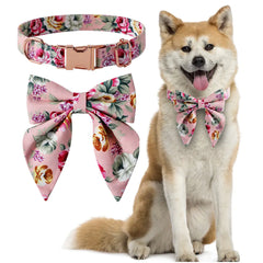 Cotton Dog Collar with Rose Gold Buckle