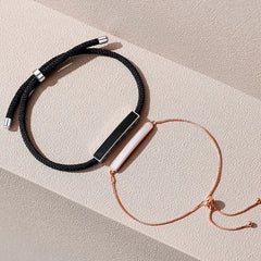 Sterling Silver Couple Bracelet with Agate Weaving Design